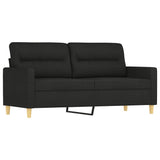 2-Seater Sofa with Pillows&Cushions Black 140 cm Fabric - Top-Down View