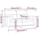 2-Seater Sofa with Pillows&Cushions Black 140 cm Fabric