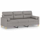 3-Seater Sofa with Pillows&Cushions Light Grey 180 cm Fabric