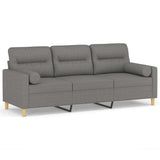 3-Seater Sofa with Pillows&Cushions Dark Grey 180 cm Fabric - Front View