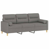 3-Seater Sofa with Pillows&Cushions Dark Grey 180 cm Fabric - Side View