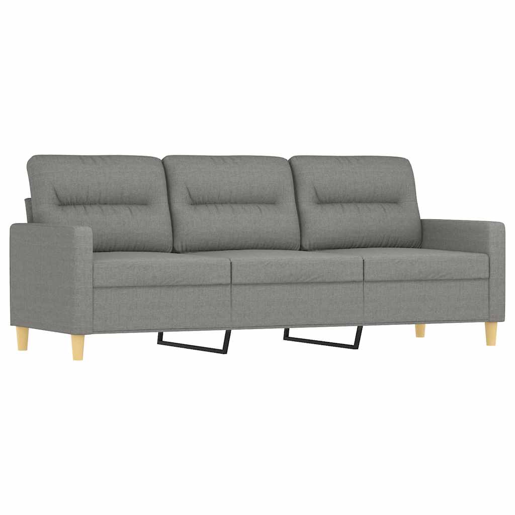 3-Seater Sofa with Pillows&Cushions Dark Grey 180 cm Fabric