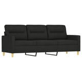 3-Seater Sofa with Pillows&Cushions Black 180 cm Fabric