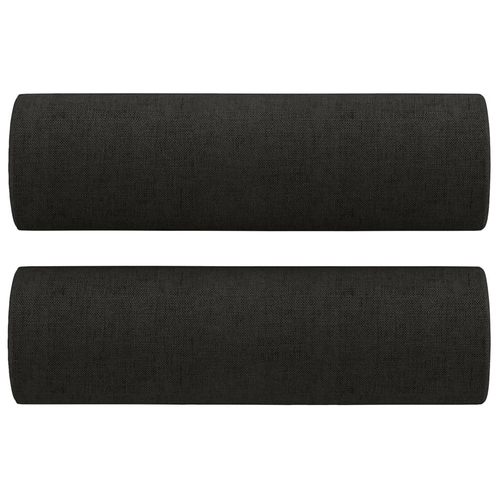 3-Seater Sofa with Pillows&Cushions Black 180 cm Fabric