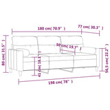 3-Seater Sofa with Pillows&Cushions Black 180 cm Fabric - Close-Up Angle