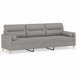 3-Seater Sofa with Pillows&Cushions Light Grey 210 cm Fabric - Front View