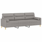 3-Seater Sofa with Pillows&Cushions Light Grey 210 cm Fabric - Side View