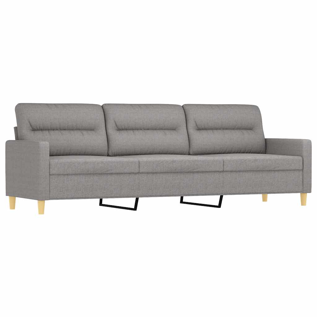 3-Seater Sofa with Pillows&Cushions Light Grey 210 cm Fabric
