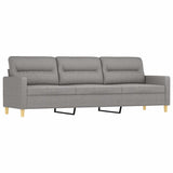 3-Seater Sofa with Pillows&Cushions Light Grey 210 cm Fabric