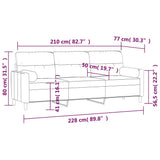 3-Seater Sofa with Pillows&Cushions Light Grey 210 cm Fabric - Close-Up Angle
