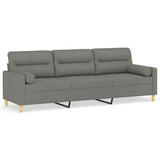 3-Seater Sofa with Pillows&Cushions Dark Grey 210 cm Fabric