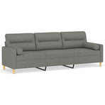 3-Seater Sofa with Pillows&Cushions Dark Grey 210 cm Fabric