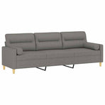 3-Seater Sofa with Pillows&Cushions Dark Grey 210 cm Fabric