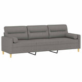 3-Seater Sofa with Pillows&Cushions Dark Grey 210 cm Fabric - Side View