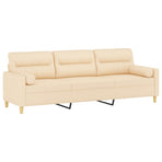 3-Seater Sofa with Pillows&Cushions Cream 210 cm Fabric