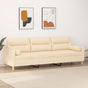 3-Seater Sofa with Pillows&Cushions Cream 210 cm Fabric