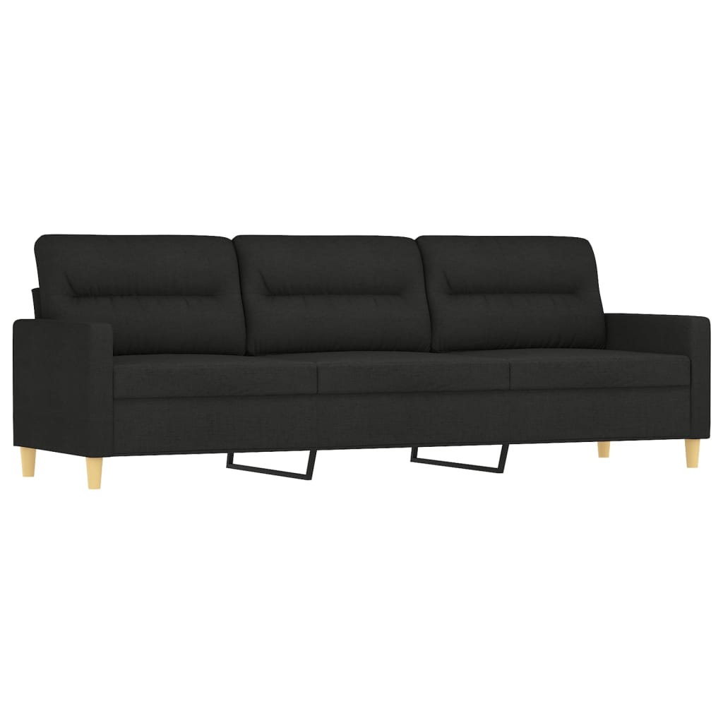 3-Seater Sofa with Pillows&Cushions Black 210 cm Fabric