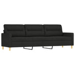 3-Seater Sofa with Pillows&Cushions Black 210 cm Fabric