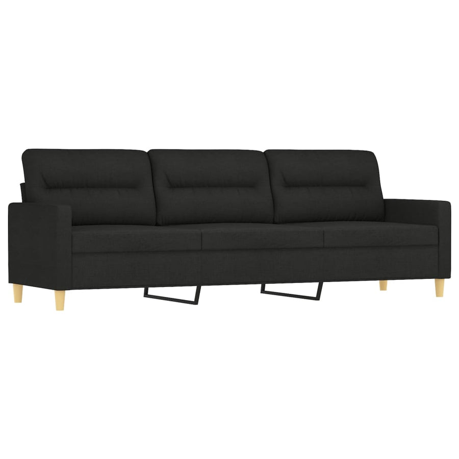 3-Seater Sofa with Pillows&Cushions Black 210 cm Fabric