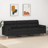 3-Seater Sofa with Pillows&Cushions Black 210 cm Fabric