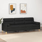 3-Seater Sofa with Pillows&Cushions Black 210 cm Fabric