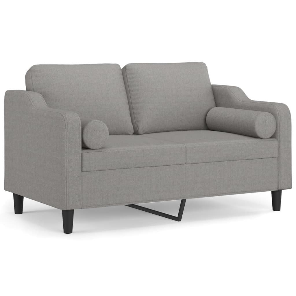 2-Seater Sofa with Pillows&Cushions Light Grey 120 cm Fabric