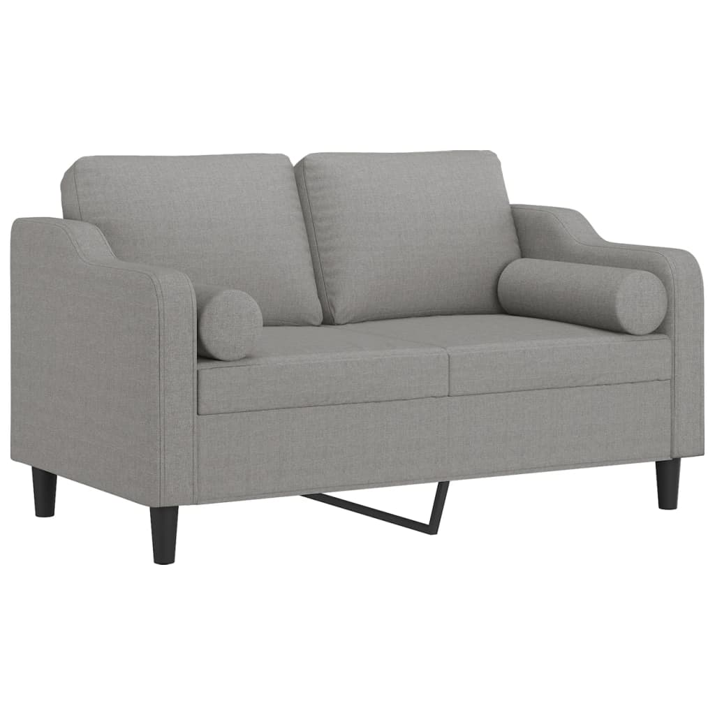 2-Seater Sofa with Pillows&Cushions Light Grey 120 cm Fabric