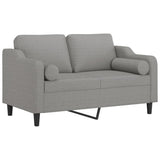 2-Seater Sofa with Pillows&Cushions Light Grey 120 cm Fabric - Side View