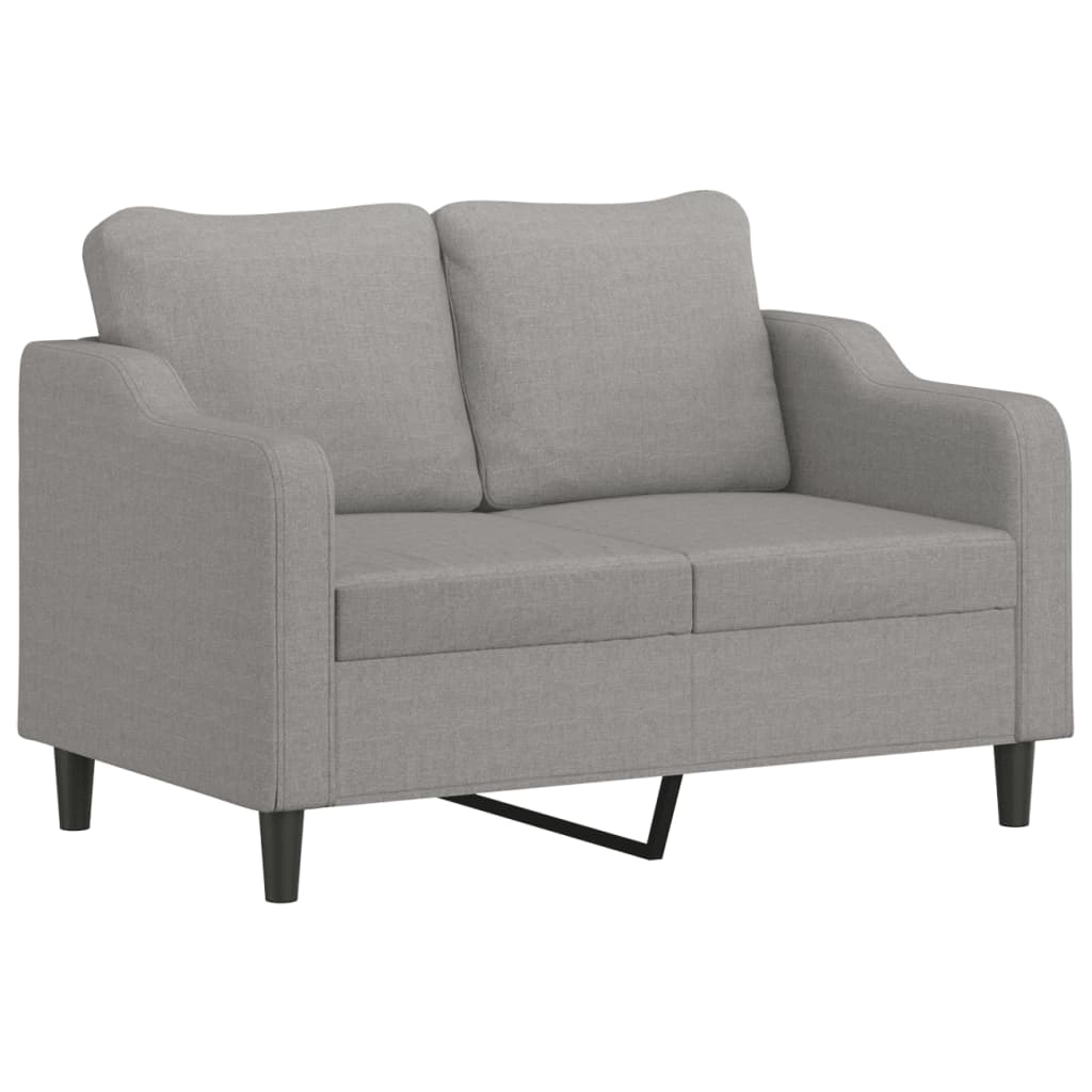 2-Seater Sofa with Pillows&Cushions Light Grey 120 cm Fabric