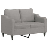 2-Seater Sofa with Pillows&Cushions Light Grey 120 cm Fabric