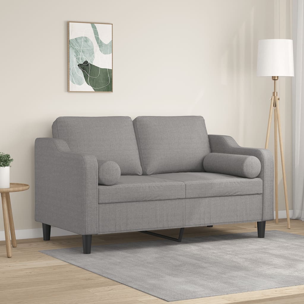 2-Seater Sofa with Pillows&Cushions Light Grey 120 cm Fabric