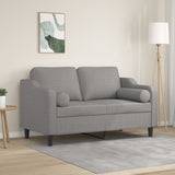 2-Seater Sofa with Pillows&Cushions Light Grey 120 cm Fabric
