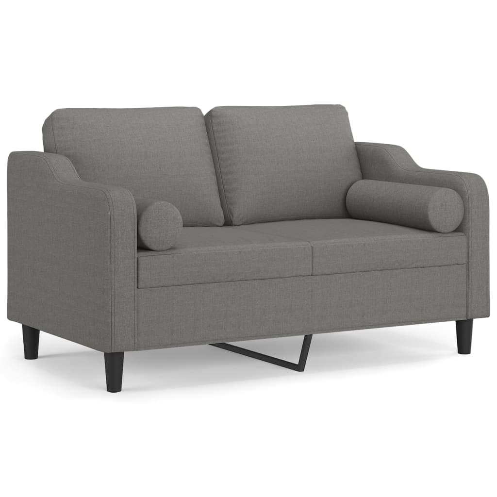 2-Seater Sofa with Pillows&Cushions Dark Grey 120 cm Fabric