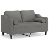 2-Seater Sofa with Pillows&Cushions Dark Grey 120 cm Fabric - Front View