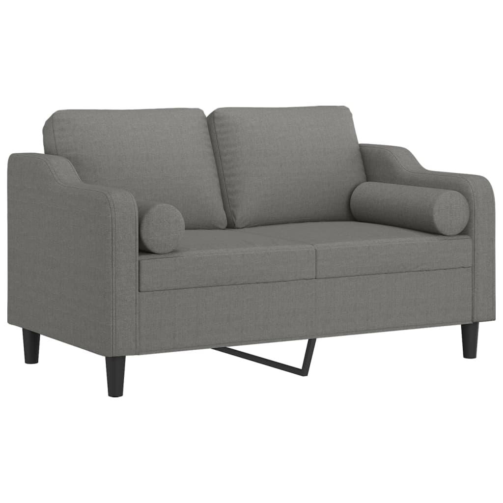2-Seater Sofa with Pillows&Cushions Dark Grey 120 cm Fabric