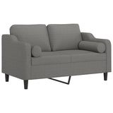 2-Seater Sofa with Pillows&Cushions Dark Grey 120 cm Fabric