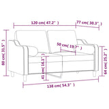 2-Seater Sofa with Pillows&Cushions Dark Grey 120 cm Fabric - Close-Up Angle