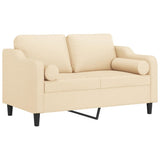 2-Seater Sofa with Pillows&Cushions Cream 120 cm Fabric