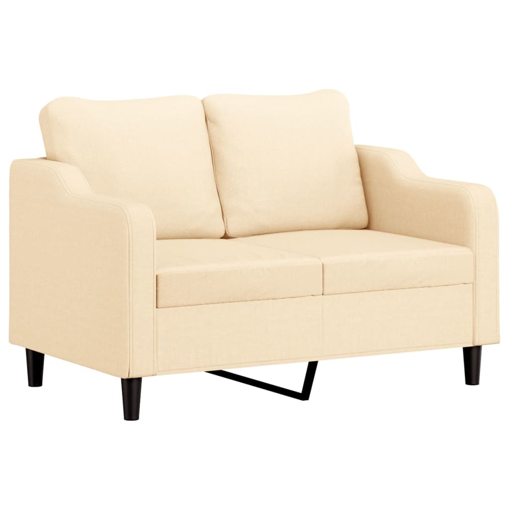 2-Seater Sofa with Pillows&Cushions Cream 120 cm Fabric