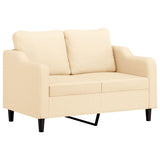 2-Seater Sofa with Pillows&Cushions Cream 120 cm Fabric