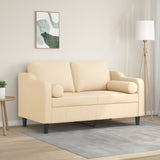 2-Seater Sofa with Pillows&Cushions Cream 120 cm Fabric