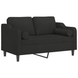 2-Seater Sofa with Pillows&Cushions Black 120 cm Fabric - Side View