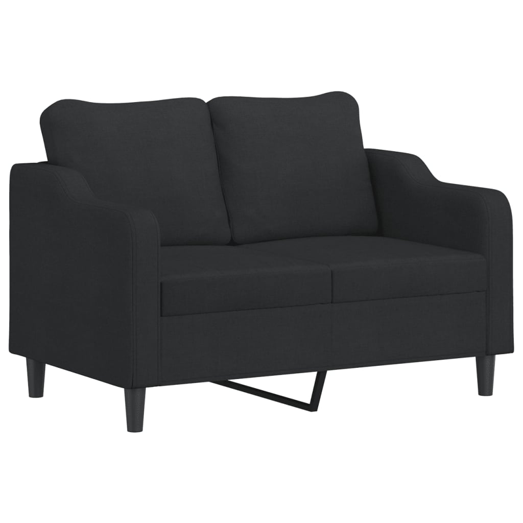 2-Seater Sofa with Pillows&Cushions Black 120 cm Fabric