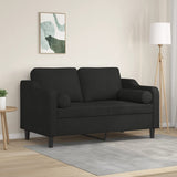 2-Seater Sofa with Pillows&Cushions Black 120 cm Fabric