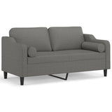 2-Seater Sofa with Pillows&Cushions Dark Grey 140 cm Fabric