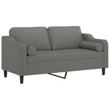 2-Seater Sofa with Pillows&Cushions Dark Grey 140 cm Fabric - Side View