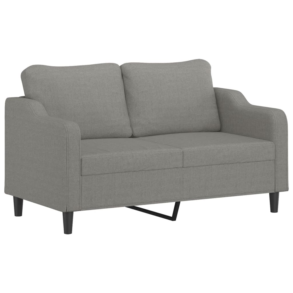 2-Seater Sofa with Pillows&Cushions Dark Grey 140 cm Fabric