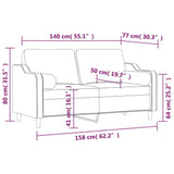 2-Seater Sofa with Pillows&Cushions Dark Grey 140 cm Fabric