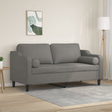 2-Seater Sofa with Pillows&Cushions Dark Grey 140 cm Fabric