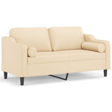 2-Seater Sofa with Pillows&Cushions Cream 140 cm Fabric